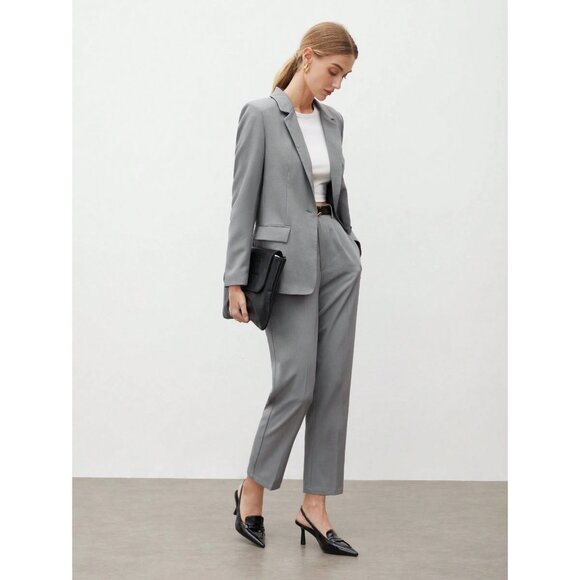 High Waisted Pants Minimalist Business Chic - Picture 1 of 3